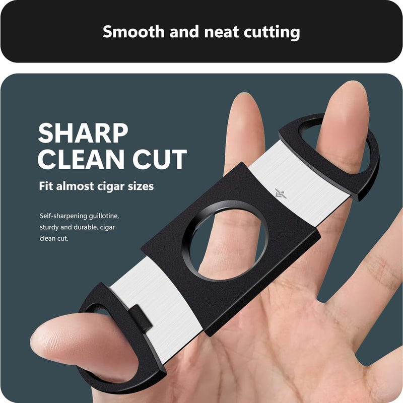 roygra Cigar Cutter Set (10 Pack), Enlarged 65 Ring Fit Almost Cigars, Guillotine Double Blade, Cigar Accessories for Men, Plastic Smoking Accessories Tool, Portable Sharp Clean Cut - Black - Image 2